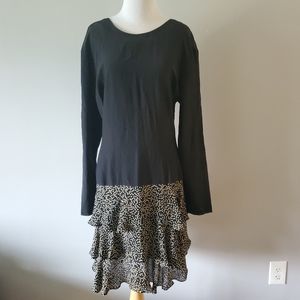 Vintage Ann Taylor long sleeve silk dress ruffle
